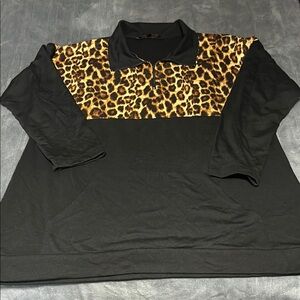 Leopard Print Black Pullover Top